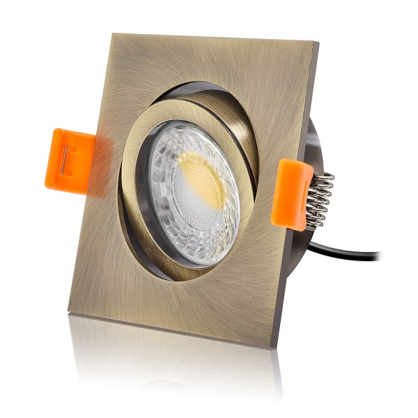 LED Einbaustrahler Set dimmbar & schwenkbar inkl. Einbaurahmen bronze 230V 7W Modul 24mm