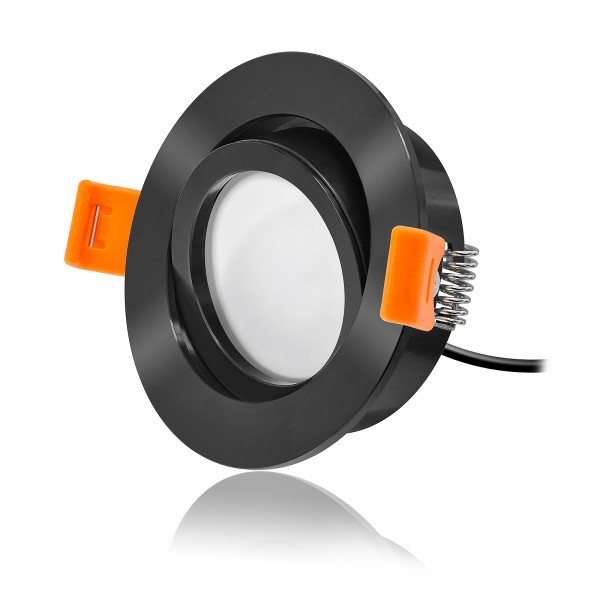 LED Einbaustrahler Set dimmbar & schwenkbar inkl. Premium Einbaurahmen Forma RS schwarz 230V 7W Modul inkl. Trafo 