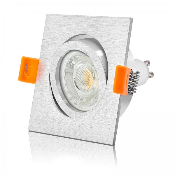 LED Einbaustrahler Set dimmbar & schwenkbar inkl. Premium Einbaurahmen gebürstet 230V 10W GU10 3000k