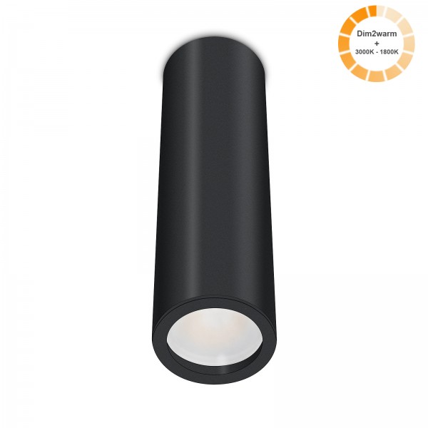 Tube Pure Aufbauleuchte schwarz Aluminium 24cm 230V 7W dimmbare Lichtfarbe 120° - Abstrahlung 95 CRI