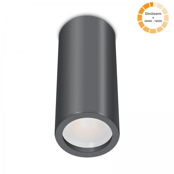 Tube Pure Aufbauleuchte anthrazit Aluminium 17cm 230V 7W dimmbare Lichtfarbe 120° - Abstrahlung 95 CRI